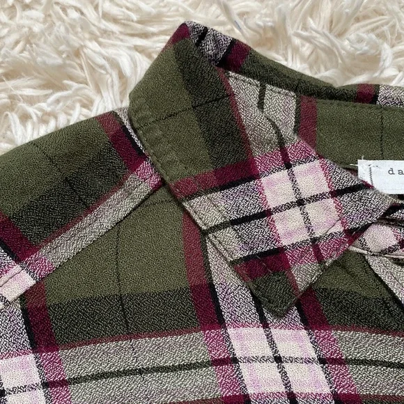 🎉HP🎉 Blue Pepper Day to Day Button Down Plaid Shirt 💗 Olive Cranberry White - Picture 8 of 14
